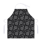 White And Black Paisley Pattern Print Adjustable Apron