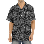 White And Black Paisley Pattern Print Aloha Shirt