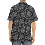 White And Black Paisley Pattern Print Aloha Shirt