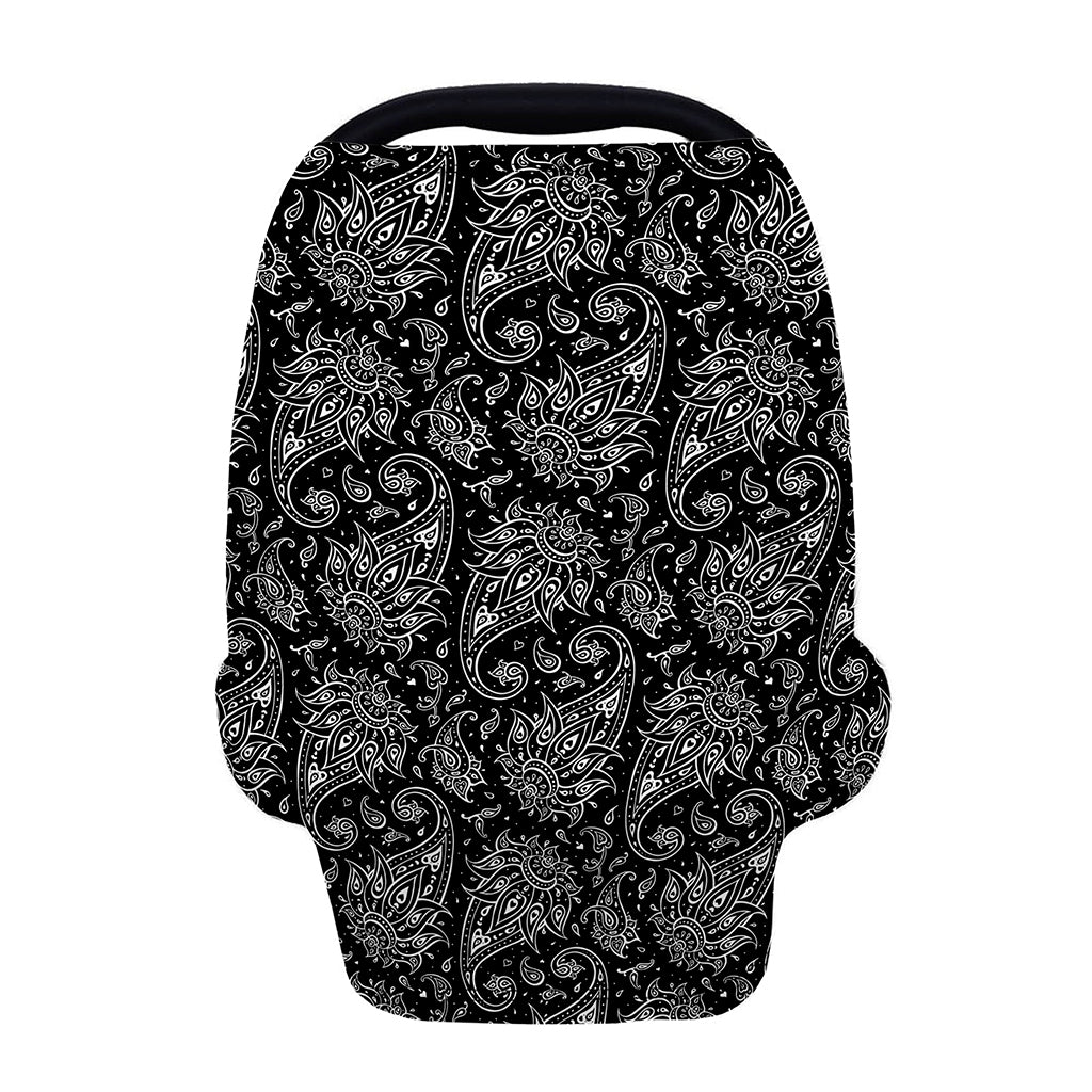 White And Black Paisley Pattern Print Baby Seat Cover