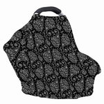 White And Black Paisley Pattern Print Baby Seat Cover