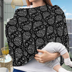 White And Black Paisley Pattern Print Baby Seat Cover