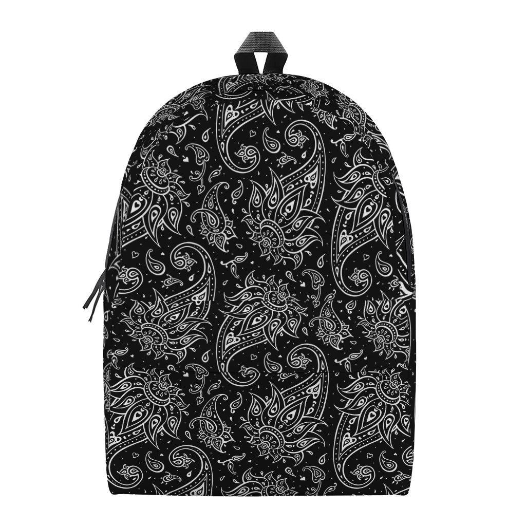 White And Black Paisley Pattern Print Backpack