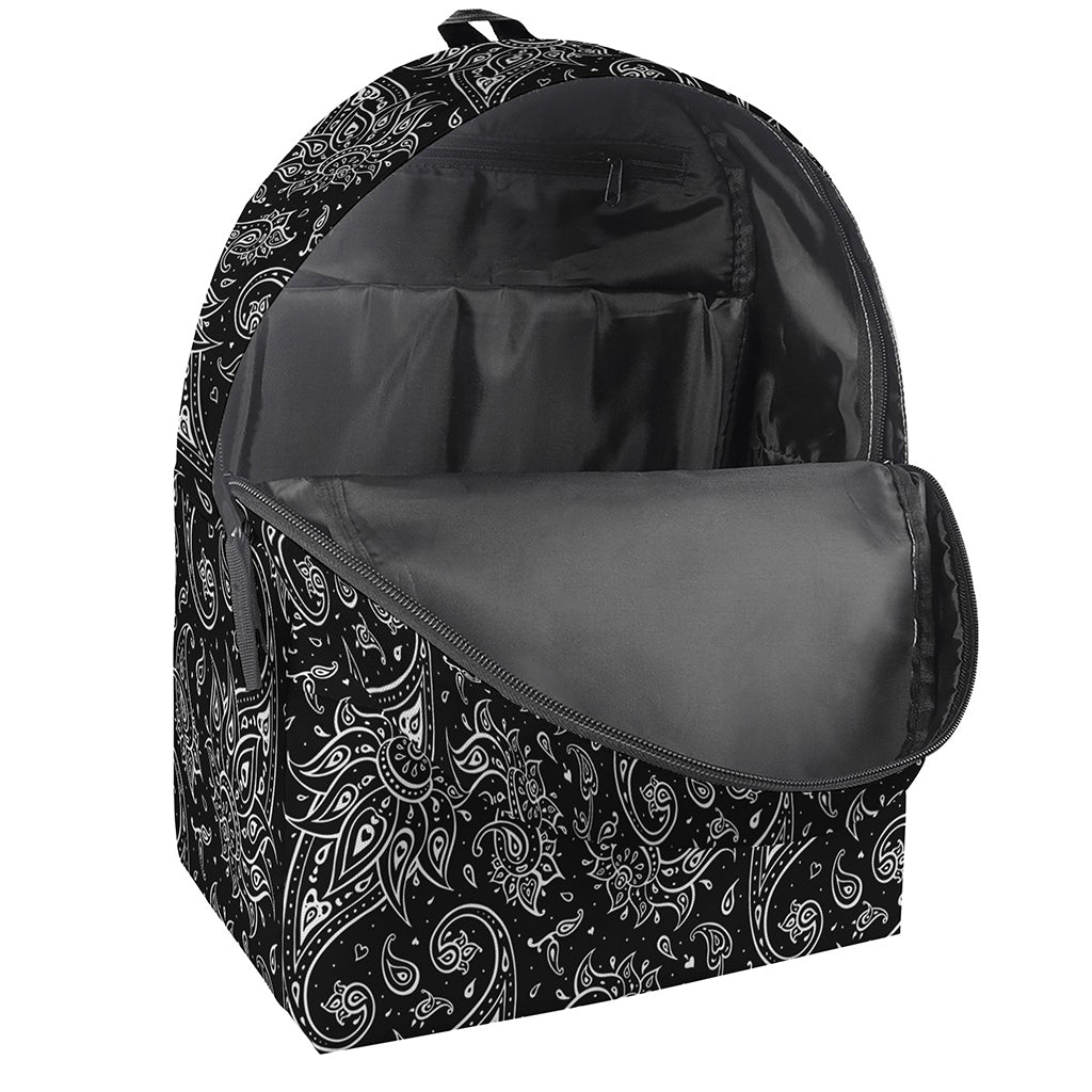 White And Black Paisley Pattern Print Backpack
