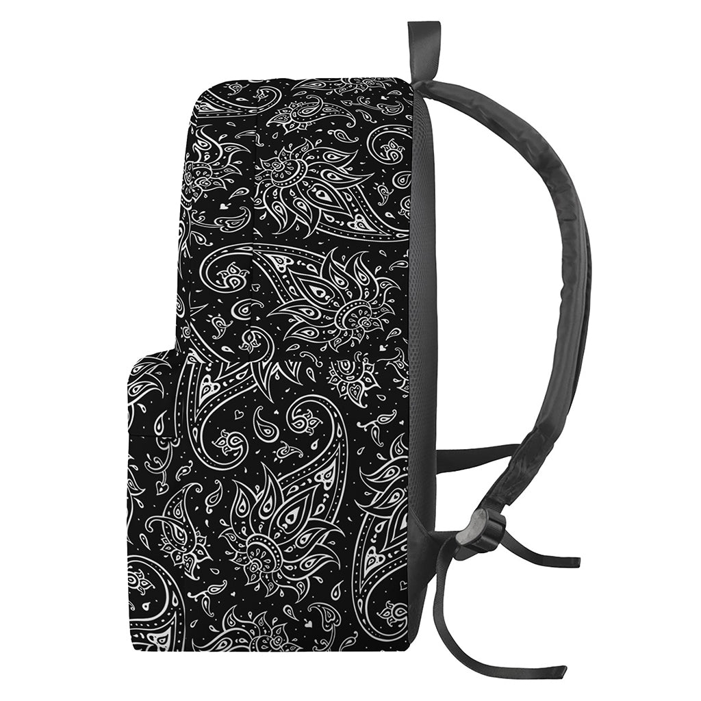 White And Black Paisley Pattern Print Backpack