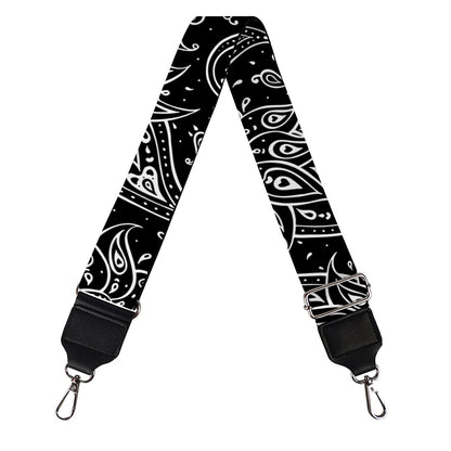 White And Black Paisley Pattern Print Bag Strap