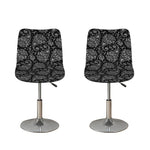 White And Black Paisley Pattern Print Bar Stool Covers