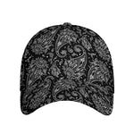 White And Black Paisley Pattern Print Baseball Cap