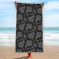 White And Black Paisley Pattern Print Beach Towel