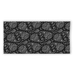 White And Black Paisley Pattern Print Beach Towel