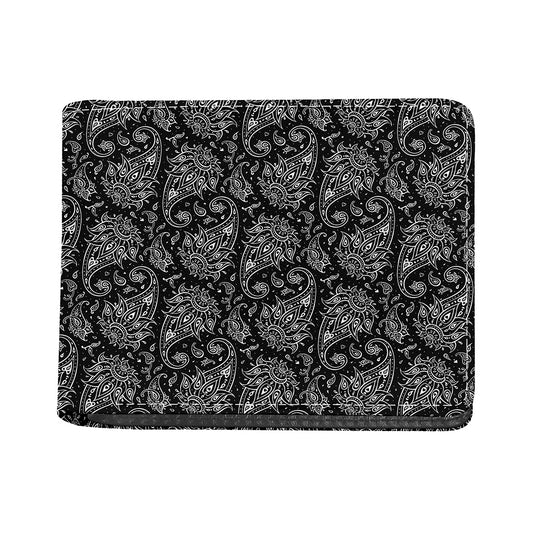 White And Black Paisley Pattern Print Bifold Wallet