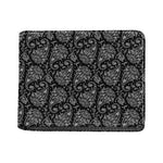 White And Black Paisley Pattern Print Bifold Wallet
