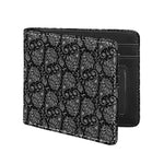 White And Black Paisley Pattern Print Bifold Wallet