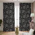 White And Black Paisley Pattern Print Dimout Pencil Pleat Curtains