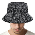 White And Black Paisley Pattern Print Bucket Hat