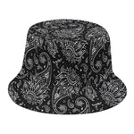 White And Black Paisley Pattern Print Bucket Hat