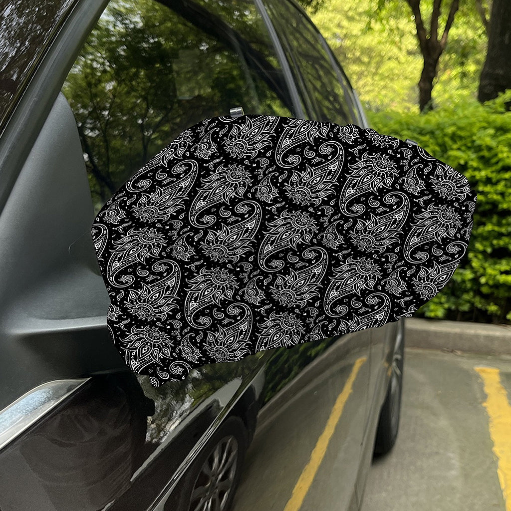 White And Black Paisley Pattern Print Car Side Mirror Covers