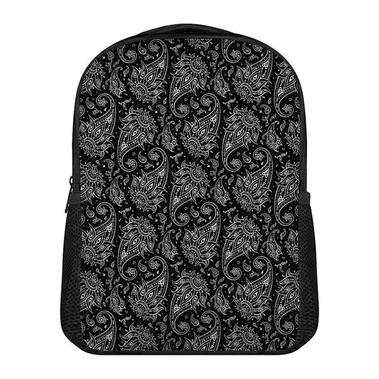 White And Black Paisley Pattern Print Casual Backpack
