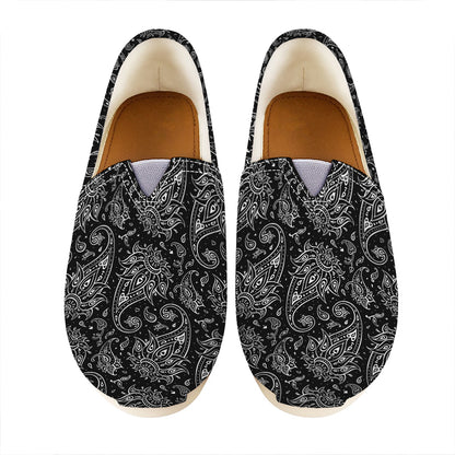 White And Black Paisley Pattern Print Casual Shoes
