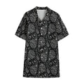 White And Black Paisley Pattern Print Cotton Hawaiian Shirt