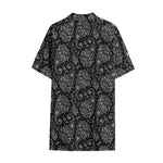 White And Black Paisley Pattern Print Cotton Hawaiian Shirt