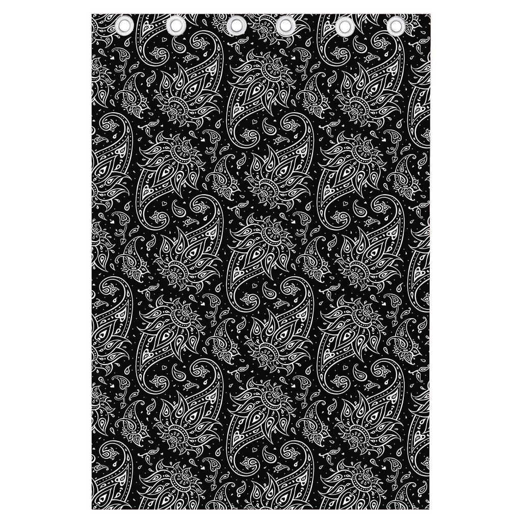 White And Black Paisley Pattern Print Curtain