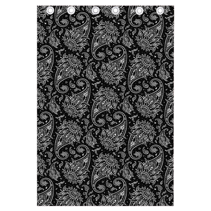 White And Black Paisley Pattern Print Curtain