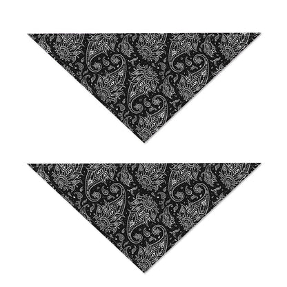 White And Black Paisley Pattern Print Dog Bandana
