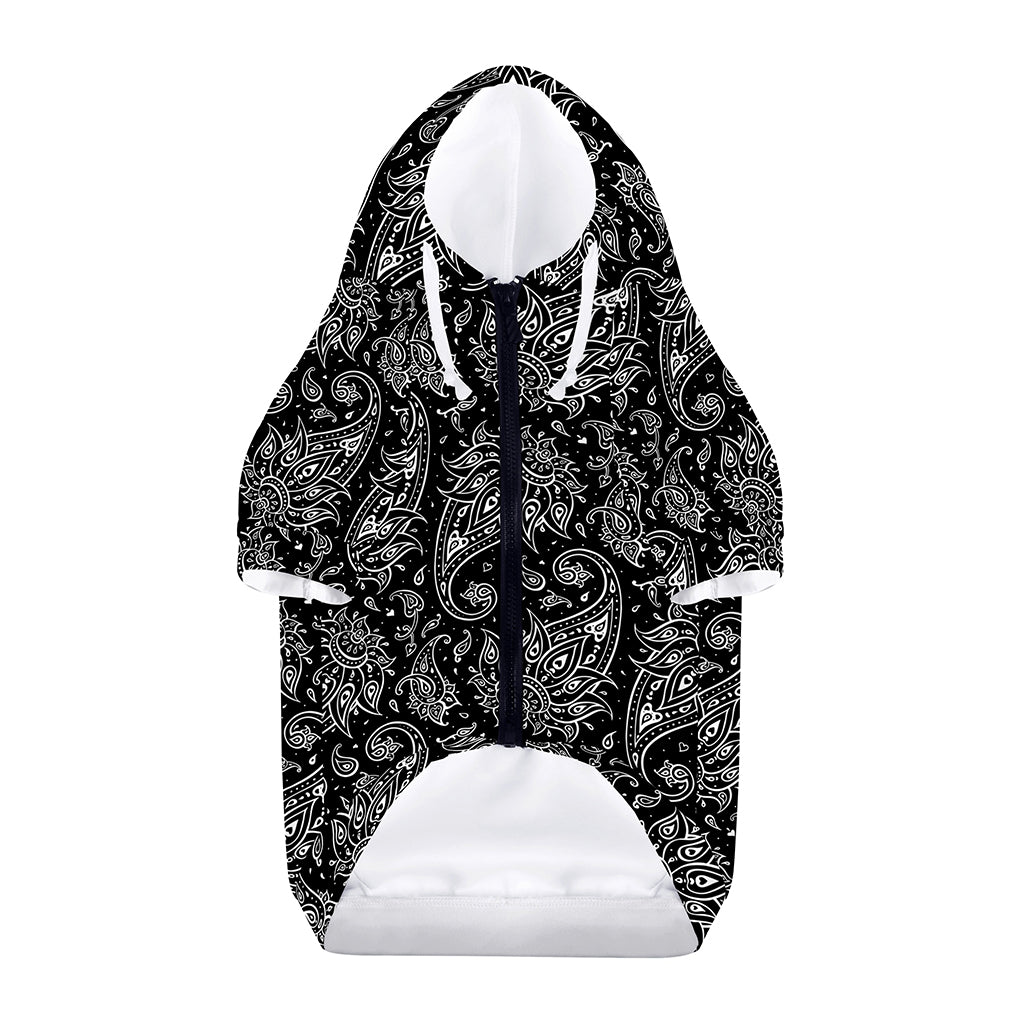 White And Black Paisley Pattern Print Dog Zip Up Hoodie