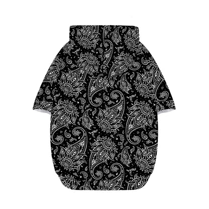 White And Black Paisley Pattern Print Dog Zip Up Hoodie