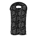 White And Black Paisley Pattern Print Double Neoprene Wine Tote
