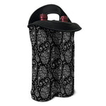 White And Black Paisley Pattern Print Double Neoprene Wine Tote