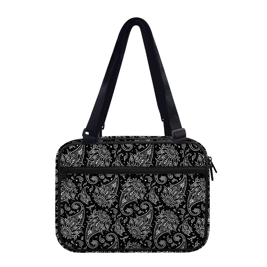 White And Black Paisley Pattern Print Double Strap Bible Bag