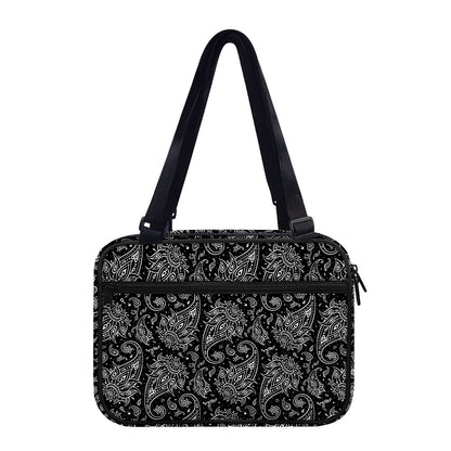 White And Black Paisley Pattern Print Double Strap Bible Bag