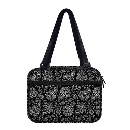 White And Black Paisley Pattern Print Double Strap Bible Bag
