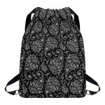 White And Black Paisley Pattern Print Drawstring Backpack