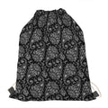 White And Black Paisley Pattern Print Drawstring Bag