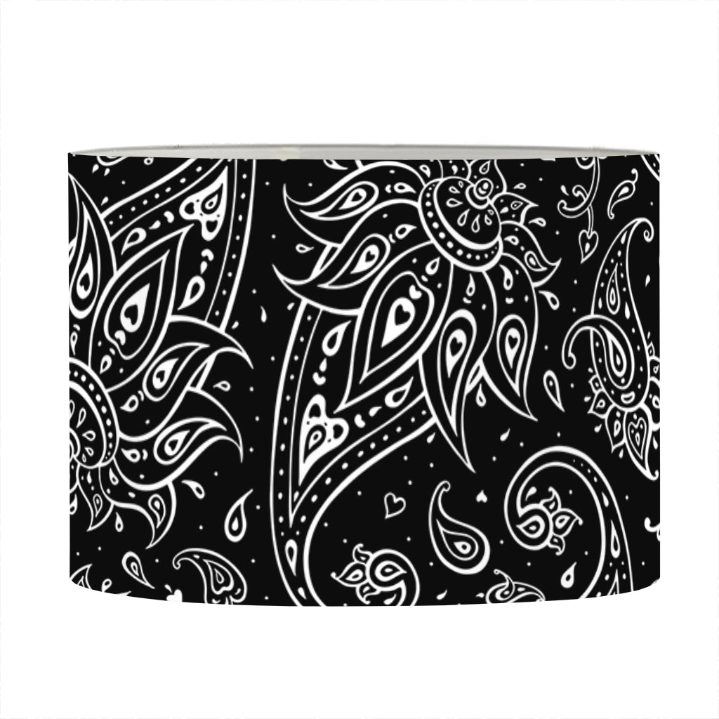 White And Black Paisley Pattern Print Drum Lamp Shade