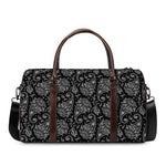 White And Black Paisley Pattern Print Duffle Bag