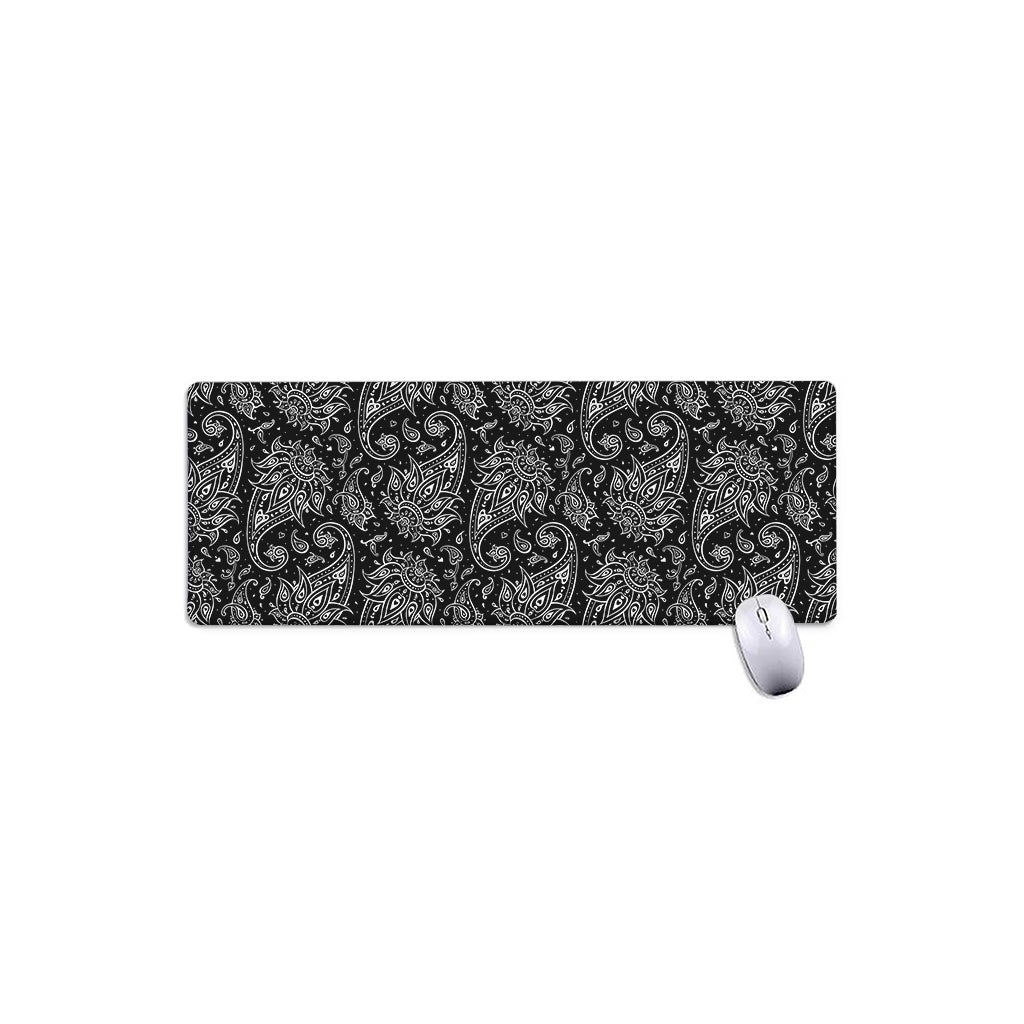White And Black Paisley Pattern Print Extended Mouse Pad