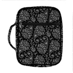 White And Black Paisley Pattern Print Front Pocket Bible Bag