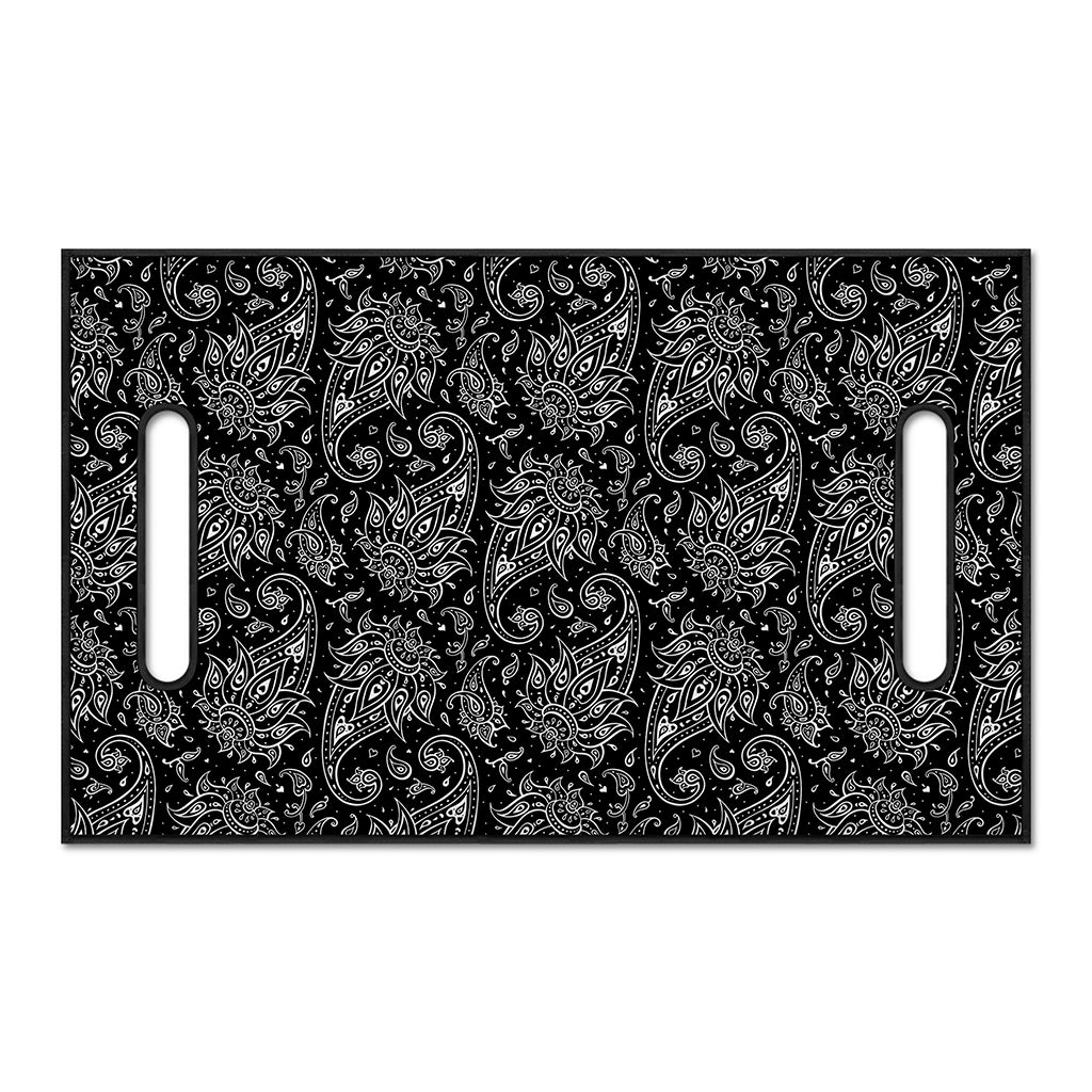 White And Black Paisley Pattern Print Golf Cart Seat Cover