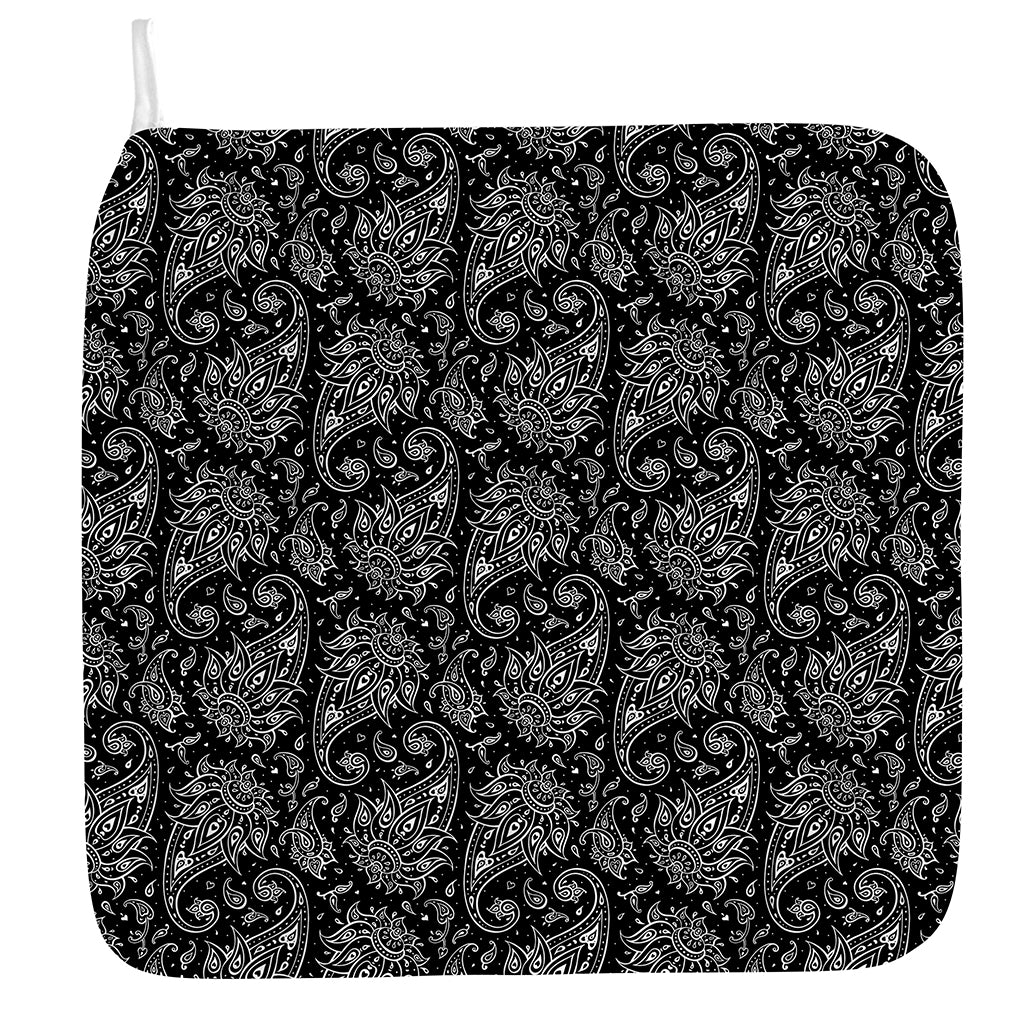 White And Black Paisley Pattern Print Hand Towel