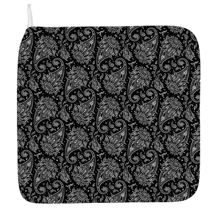 White And Black Paisley Pattern Print Hand Towel