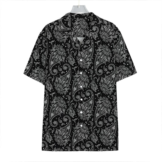 White And Black Paisley Pattern Print Hawaiian Shirt
