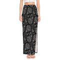 White And Black Paisley Pattern Print High Slit Maxi Skirt