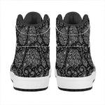 White And Black Paisley Pattern Print High Top Leather Sneakers