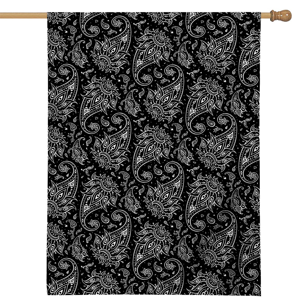 White And Black Paisley Pattern Print House Flag