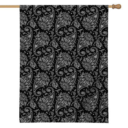 White And Black Paisley Pattern Print House Flag