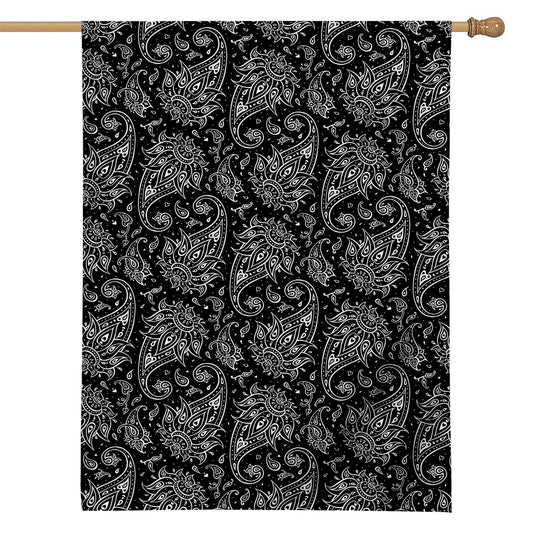White And Black Paisley Pattern Print House Flag
